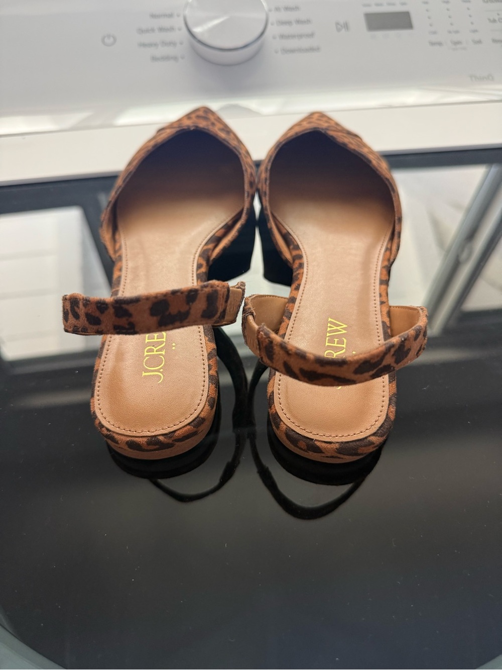 J.Crew Leopard Print Pointed Slingback Mules in Brown and Black - Picture 3 of 4